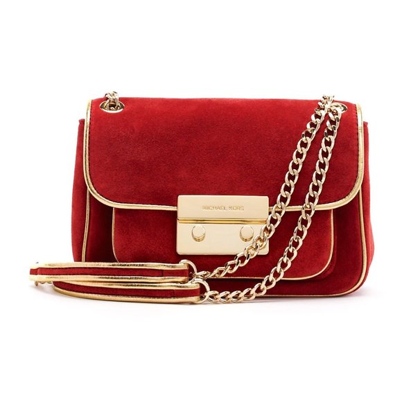 MICHAEL Michael Kors Small Sloan Suede Shoulder Bag in Red